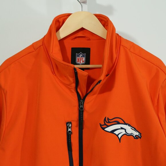 Denver Broncos NFL Full Zip Jacket XL Orange Softshell - Picture 3 of 7